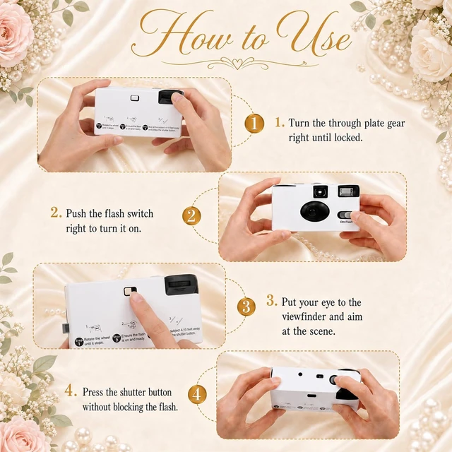 Alt view image 4 of 7 - 6 Pack Disposable Cameras Bulk for Wedding with Upgraded 35mm Film, White Single-Use Disposable Camera with Flash, ISO 400 17 Exposures for Outdoor Travel Gathering Anniversary Birthday
