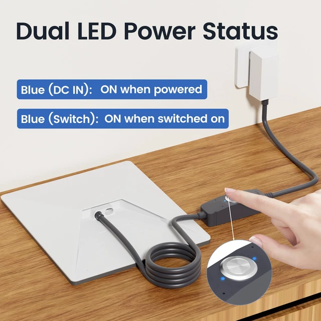Alt view image 2 of 7 - 6.4FT Starlink Mini Cable, Waterproof Power Switch with DC Cable for Minis and Gen 3, 16AWG Extension Cable & Power Adapter with One-Touch Metal Button & Dual LEDs for RV