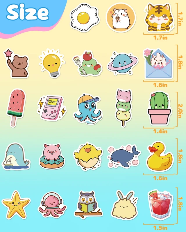 Alt view image 6 of 7 - 600 Pcs Stickers for Kids, Cute Kids Water Bottle Stickers, Waterproof Vinyl Sticker Pack, Party Favors Goodie Bags Stuffers Kid Classroom Prizes for Elementary Students
