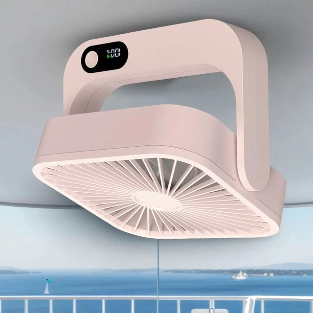 Main image of Magnetic Cruise Ship Approved Fan, 5000mAh Battery Operated Portable Fan with 5 Speeds, Magnetically Sticks on Cabin Ceilings and Walls, Cruise Essentials 2026 - Pink
