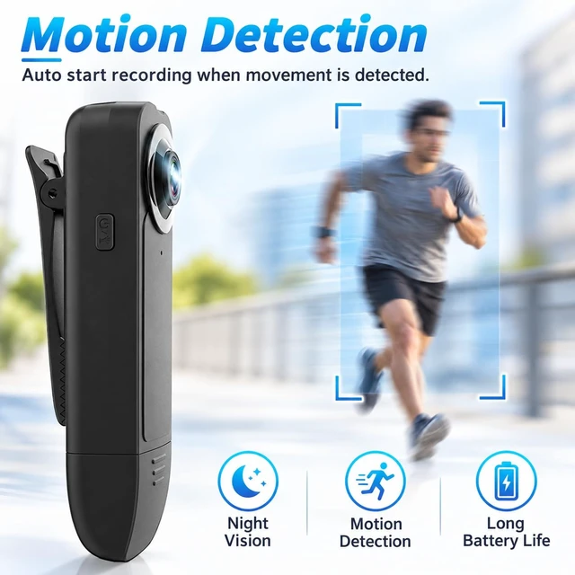 Alt view image 4 of 7 - Mini Body Camera with Audio & Video Recording - Small POV Cam 1080P with 16G Card - Wearable Personal Portable Cameras Recorder DV - Night Version Camcorder for Security Work Records Guard Traveling
