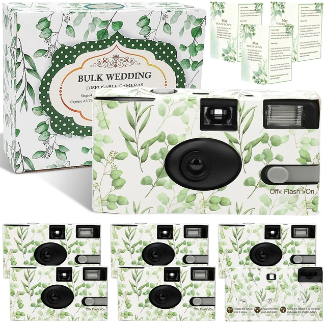 Main image of 6 Pack Disposable Cameras Bulk for Wedding with Upgraded 35mm Film, Eucalyptus Single-Use Disposable Camera with Flash, ISO 400 17 Exposures for Outdoor Travel Gathering Anniversary Birthday