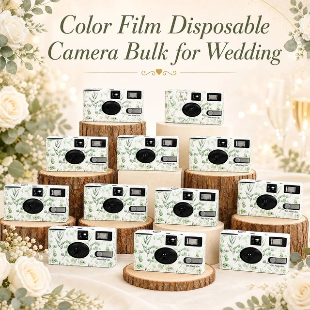Alt view image 6 of 7 - 6 Pack Disposable Cameras Bulk for Wedding with Upgraded 35mm Film, Eucalyptus Single-Use Disposable Camera with Flash, ISO 400 17 Exposures for Outdoor Travel Gathering Anniversary Birthday
