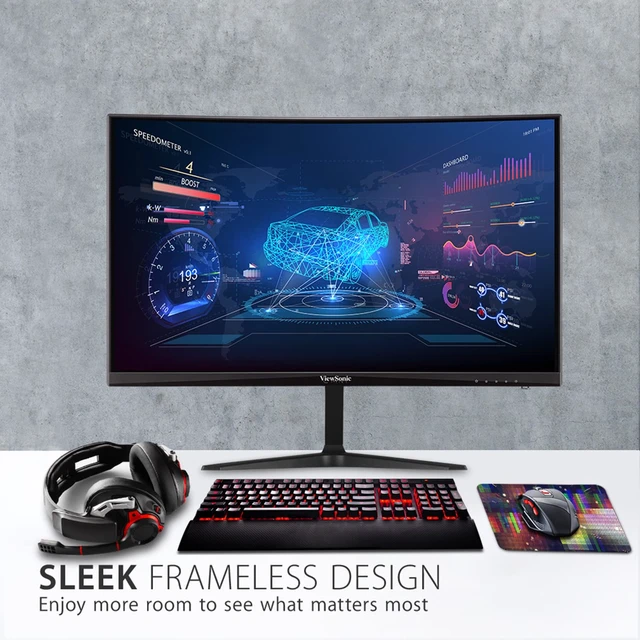 Alt view image 3 of 7 - VX2418C 24 Inch 1080p Curved Gaming Monitor, 180Hz, 1ms, HDMI Immersive 1500R Gameplay With AMD FreeSync Premium, DisplayPort, Low Input Lag, Dual 2W Speakers For PC Desk And Mac Setups
