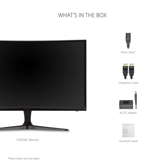 Alt view image 7 of 7 - VX2418C 24 Inch 1080p Curved Gaming Monitor, 180Hz, 1ms, HDMI Immersive 1500R Gameplay With AMD FreeSync Premium, DisplayPort, Low Input Lag, Dual 2W Speakers For PC Desk And Mac Setups
