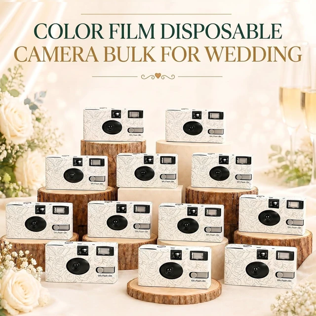 Alt view image 7 of 7 - 6 Pack Disposable Cameras Bulk for Wedding with Upgraded 35mm Film, Golden Rose Single-Use Disposable Camera with Flash, ISO 400 17 Exposures for Outdoor Travel Gathering Anniversary Birthday