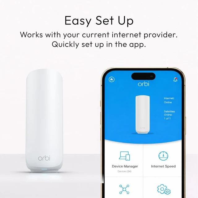 Alt view image 4 of 7 - Orbi 360 Series WiFi 7 Mesh System, Add-on Satellite Works with RBE362 / RBE363, Adds up to 2,000 sq ft., Up to 5 Gbps, 70 Devices, Easy Set Up, Dual-Band, RBE360