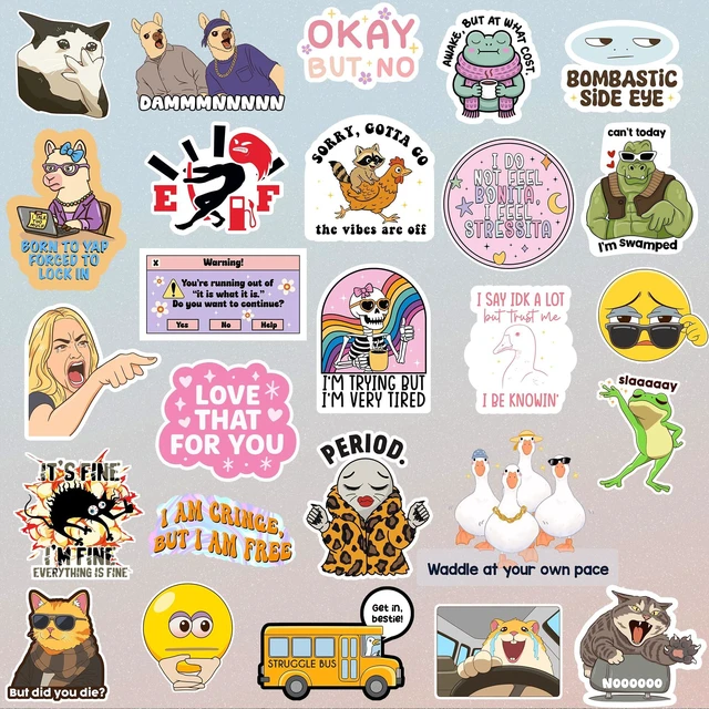 Alt view image 2 of 7 - 412PCS Funny Holographic Stickers for Adults, Waterproof Vinyl Pack Sarcastic Relatable Meme Decals for Laptop, Water Bottle, Phone, Kindle, Journal, Scrapbooking, No Repeats