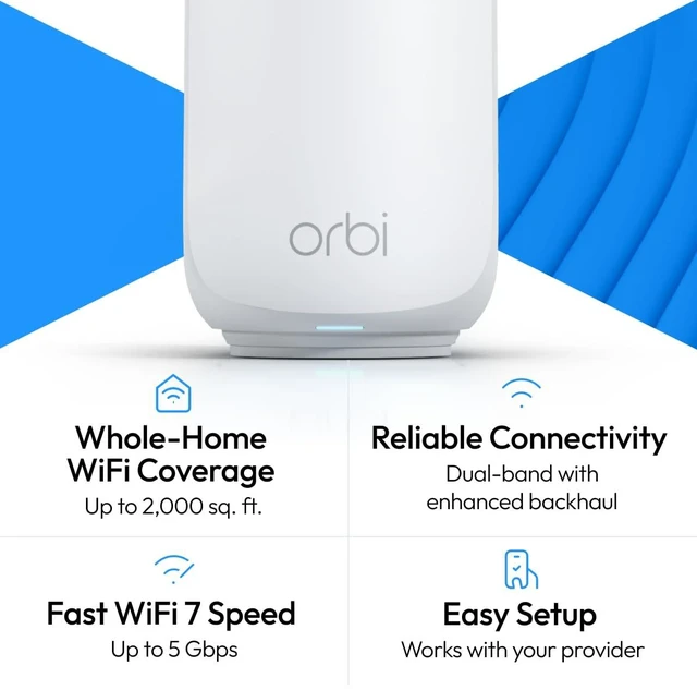 Alt view image 2 of 7 - Orbi 360 Series WiFi 7 Mesh System, Add-on Satellite Works with RBE362 / RBE363, Adds up to 2,000 sq ft., Up to 5 Gbps, 70 Devices, Easy Set Up, Dual-Band, RBE360