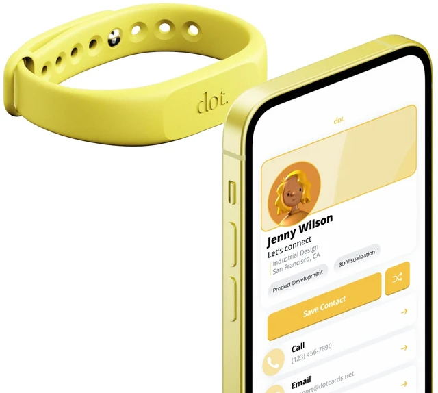 Main image of Band - Digital Business Card Wristband - Tap Compatible with iPhone & Android (Yellow)
