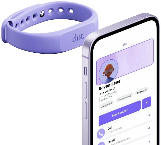 Main image of Band - Digital Business Card Wristband - Tap Compatible with iPhone & Android (Purple)