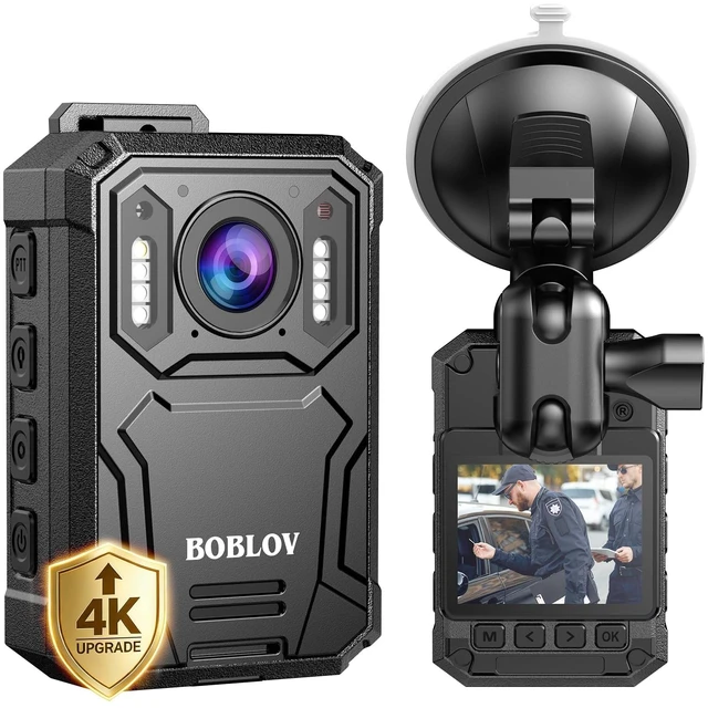 Main image of 4K 128GB Body Camera with Night Vision, IP66 Waterproof, 4000mAh KJ23Pro with 15 Hours Continuous Recording, Dash Camera Mount for Law Enforcement, Security, and Outdoor Work