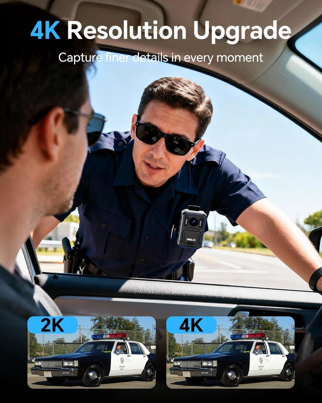 Alt view image 2 of 7 - 4K 128GB Body Camera with Night Vision, IP66 Waterproof, 4000mAh KJ23Pro with 15 Hours Continuous Recording, Dash Camera Mount for Law Enforcement, Security, and Outdoor Work