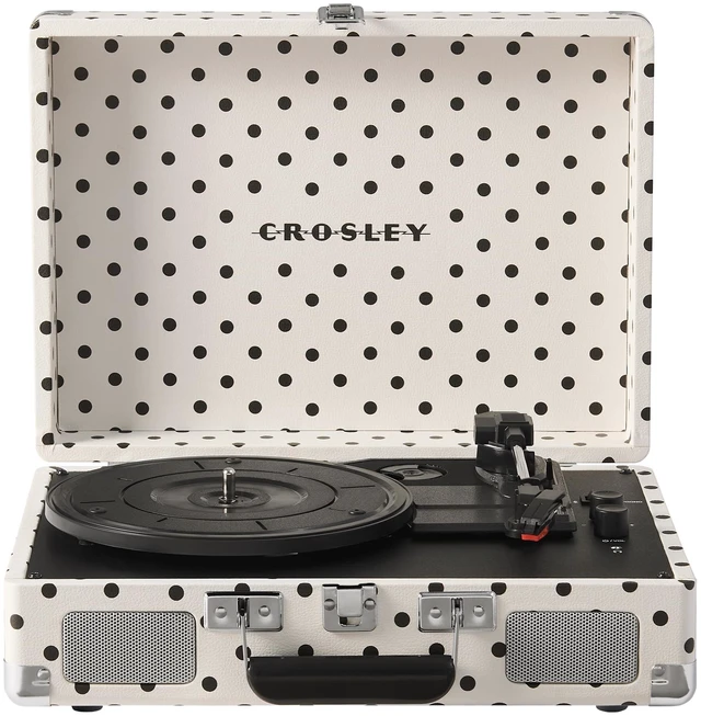 Main image of CR8005F-WPK Cruiser Plus Record Player, White Polka Dot 3-Speed Turntable, Bluetooth In / Out, Built-in Stereo Speakers, Isolated Internal Speakers Minimize Vibration