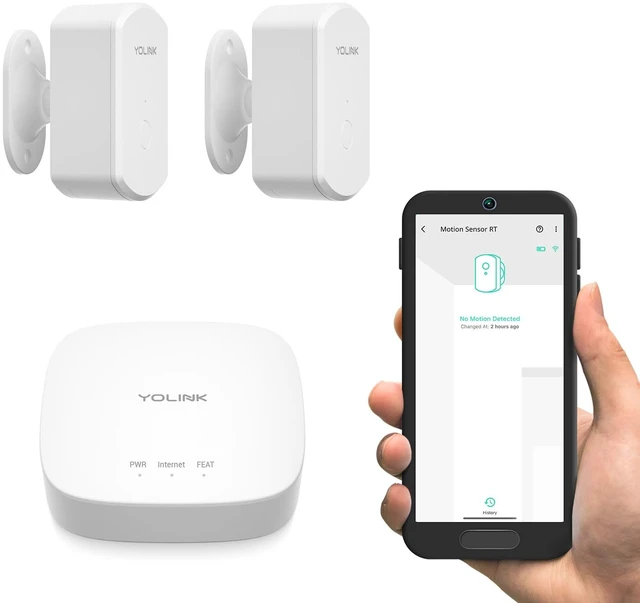 Main image of Indoor Radar Motion Sensor RT Kit: 2-Pack + Hub Motion and No-Motion App Alerts, Adjustable Sensitivity, Up to 2-Year Battery, LoRa Protocol Up to 2034 Feet