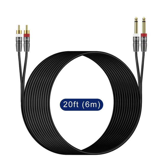 Alt view image 7 of 7 - Dual 1/4 inch TS to Dual RCA Cable, Heavy Duty 1/4 Male to RCA Male Adapter Stereo Audio Interconnect Quarter inch Cable, 20 Feet