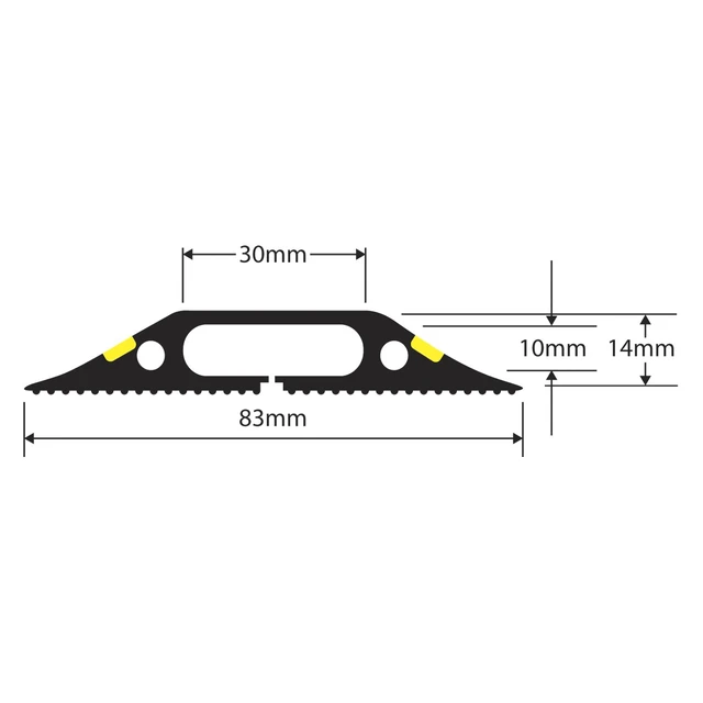 Alt view image 3 of 3 - 30ft Floor Cord Cover, Made in USA Linkable Cable Protector, Hide Extension Cords, Protect Cords, Prevent Cable Trips, Cord Hider, Heavy Duty - Cord Cavity = 1.18" (W) x 0.39" (H), Black/Yellow