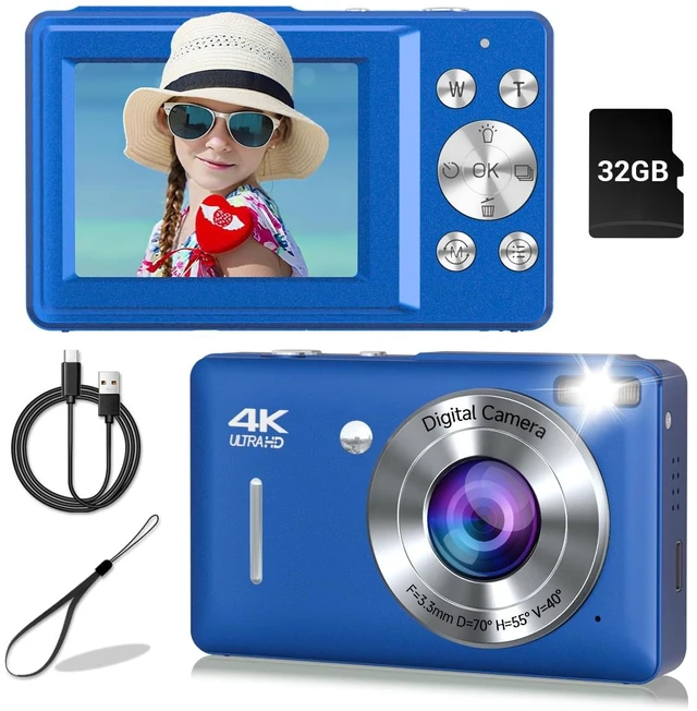 Main image of Digital Camera, 44MP Compact Camera, FHD 1080P Point and Shoot Digital Cameras with 16X Zoom, Face Detect, Smile Capture, Anti Shake, for Boys Girls Teens Gifts (Blue)