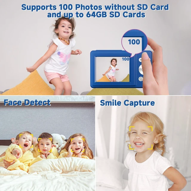 Alt view image 4 of 7 - Digital Camera, 44MP Compact Camera, FHD 1080P Point and Shoot Digital Cameras with 16X Zoom, Face Detect, Smile Capture, Anti Shake, for Boys Girls Teens Gifts (Blue)