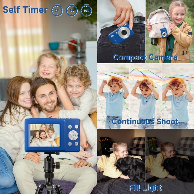 Alt view image 5 of 7 - Digital Camera, 44MP Compact Camera, FHD 1080P Point and Shoot Digital Cameras with 16X Zoom, Face Detect, Smile Capture, Anti Shake, for Boys Girls Teens Gifts (Blue)