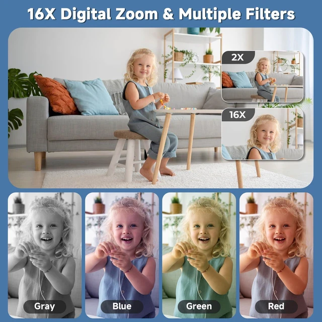 Alt view image 6 of 7 - Digital Camera, 44MP Compact Camera, FHD 1080P Point and Shoot Digital Cameras with 16X Zoom, Face Detect, Smile Capture, Anti Shake, for Boys Girls Teens Gifts (Blue)