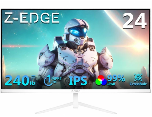 Main image of Z-Edge 24 inch 240Hz 165Hz Gaming Monitor, FHD 1080p, IPS Monitor Gaming MPRT 1ms, 350nits, 16.7M Colors, 99% sRGB, UG24PJ Frameless Bezel, DP x1, HDMI x1(White)