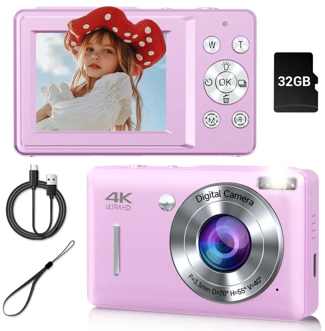 Main image of Digital Camera, 44MP Compact Camera, FHD 1080P Point and Shoot Digital Cameras with 16X Zoom, Face Detect, Smile Capture, Anti Shake, for Boys Girls Teens Gifts (Purple)