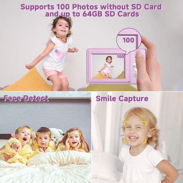 Alt view image 4 of 7 - Digital Camera, 44MP Compact Camera, FHD 1080P Point and Shoot Digital Cameras with 16X Zoom, Face Detect, Smile Capture, Anti Shake, for Boys Girls Teens Gifts (Purple)
