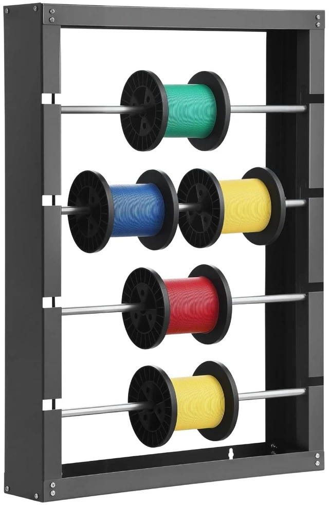 Main image of Wire Spool Rack, 4 Adjustable Rods, Cold-Rolled Steel Wire Spool Holder Wall Mounted for Multi-Spools, Wiring Storage, 150 lbs Capacity Cable Dispenser, for Electrical Industrial Retail Use