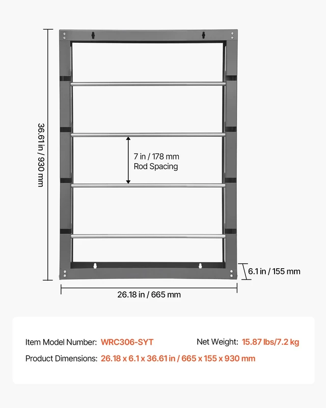 Alt view image 7 of 7 - Wire Spool Rack, 4 Adjustable Rods, Cold-Rolled Steel Wire Spool Holder Wall Mounted for Multi-Spools, Wiring Storage, 150 lbs Capacity Cable Dispenser, for Electrical Industrial Retail Use