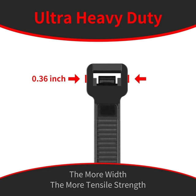 Alt view image 2 of 7 - 12 Inch Black Zip Ties Heavy Duty 500 Pcs, 220 LBS Cable Ties UV Resistant Strong Cable Ties, Wire Ties, Self-Locking for Indoor Outdoor Cable Management