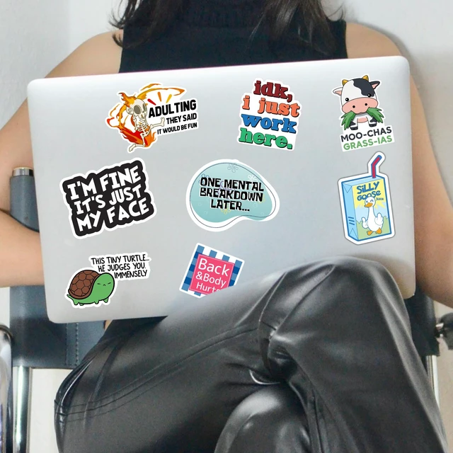 Alt view image 6 of 7 - 300 Pcs Funny Stickers for Adults Meme Water Bottles Decals Pack Waterproof Cool Sticker for Laptop, Bumper, Phone, Hard Hats, Sarcastic, Scrapbooking Decals