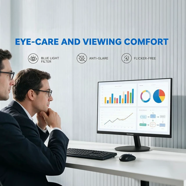 Alt view image 5 of 7 - 24 Inch Monitor 100Hz 1ms, AMD FreeSync, 100% sRGB, Eye Care HDMI VGA Ports, HDR, 40001 Contrast, LowBlue Mode, Ergonomic Tilt Eye Care for Home Office