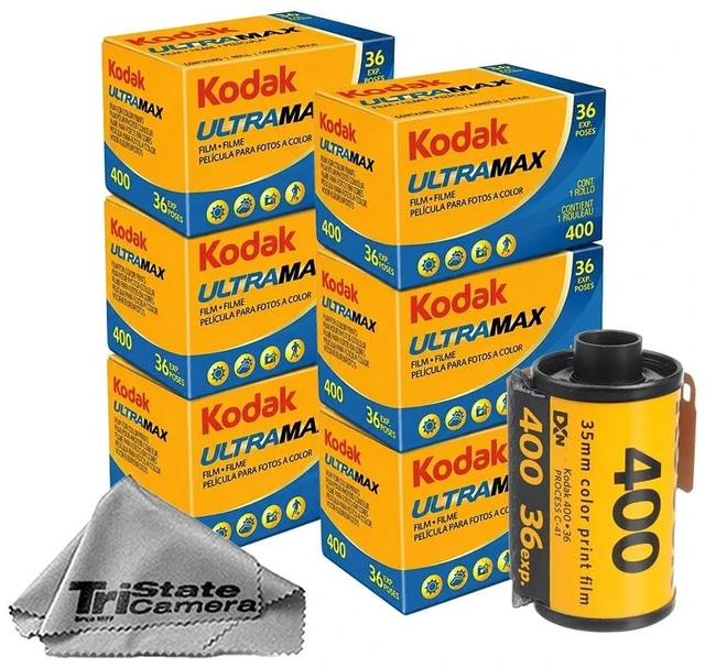 Main image of GC/UltraMax 400 35mm Color Negative Film (6-Pack) 36 Exposures per Roll, ISO 400, Daylight-Balanced Print Film + TSC Microfiber Cloth