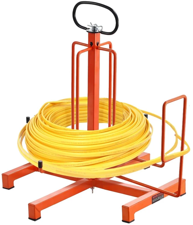 Main image of Cable Dispenser, Floor or Stud Mounted, Wire Spool Rack, Portable Wire Rack Dispenser with Anti-Slip Metal Handle for Wiring Transport, Swivel Eyelet, for Electrical, Industrial and Retail Use