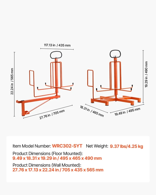Alt view image 7 of 7 - Cable Dispenser, Floor or Stud Mounted, Wire Spool Rack, Portable Wire Rack Dispenser with Anti-Slip Metal Handle for Wiring Transport, Swivel Eyelet, for Electrical, Industrial and Retail Use