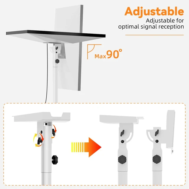 Alt view image 6 of 7 - Starlink Mount Gen 3, Starlink Tripod Stand with Mount Adapter, Adjustable Height for Starlink Standard 4/4X/V3, 90° Tilt Angle Adjustment Starlink Antenna Pipe Adapter (White)
