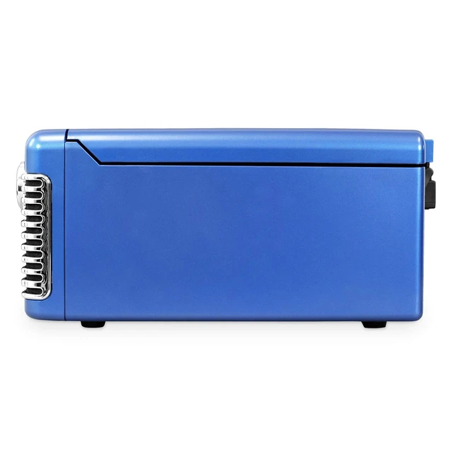 Alt view image 5 of 5 - Haley - Retro Bluetooth Record Player with CD Player - Blue Plays vinyl, CD and AM/FM radio through built-in stereo speakers, 1950s retro design, Bluetooth and aux streaming