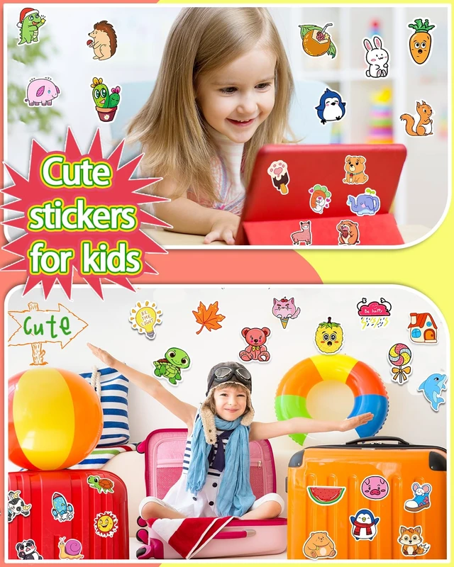 Alt view image 2 of 6 - 1200 Pcs Stickers for Kids, Cute Water Bottle Stickers, Kawaii Vinyl Sticker for Students Gifts School Supplies Classroom Teacher Prizes Animal Waterproof Sticker, Bulk Sticker Packs for Boys Girls