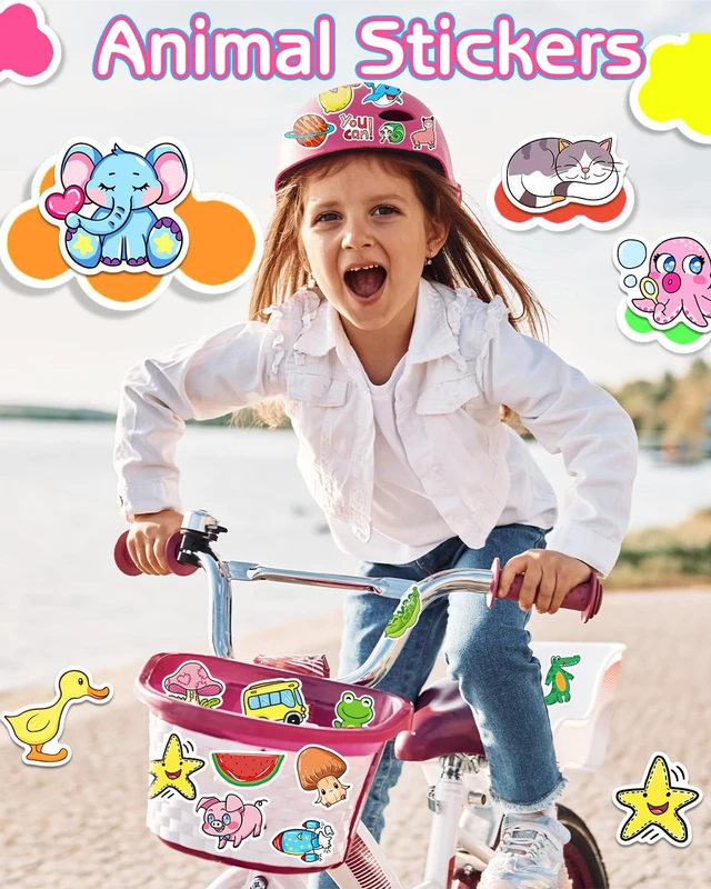 Alt view image 3 of 6 - 1200 Pcs Stickers for Kids, Cute Water Bottle Stickers, Kawaii Vinyl Sticker for Students Gifts School Supplies Classroom Teacher Prizes Animal Waterproof Sticker, Bulk Sticker Packs for Boys Girls
