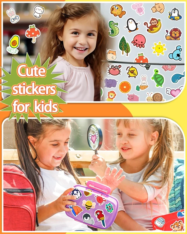 Alt view image 6 of 6 - 1200 Pcs Stickers for Kids, Cute Water Bottle Stickers, Kawaii Vinyl Sticker for Students Gifts School Supplies Classroom Teacher Prizes Animal Waterproof Sticker, Bulk Sticker Packs for Boys Girls