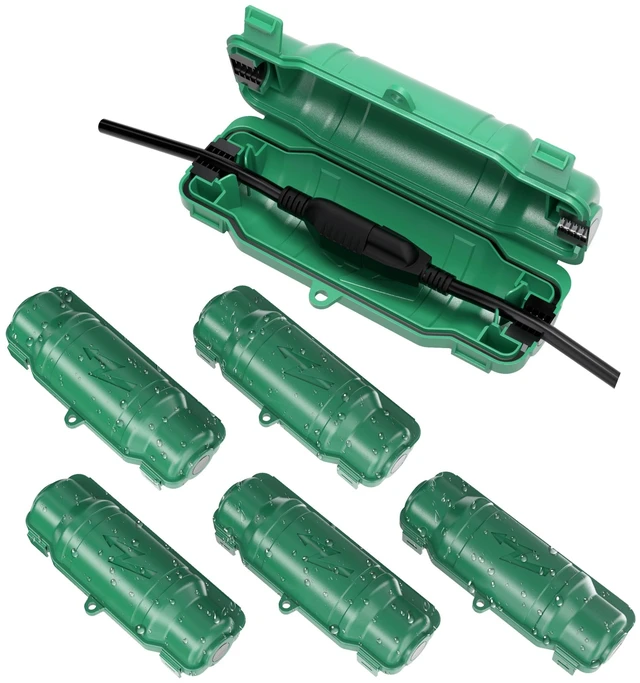 Main image of 6 Pack Outdoor Extension Cord Safety Cover, Waterproof, Green Weatherproof Electrical Box for Plug and Socket, IP54 Water Resistant Seal, Protects Outdoor Connections and Holiday Lights