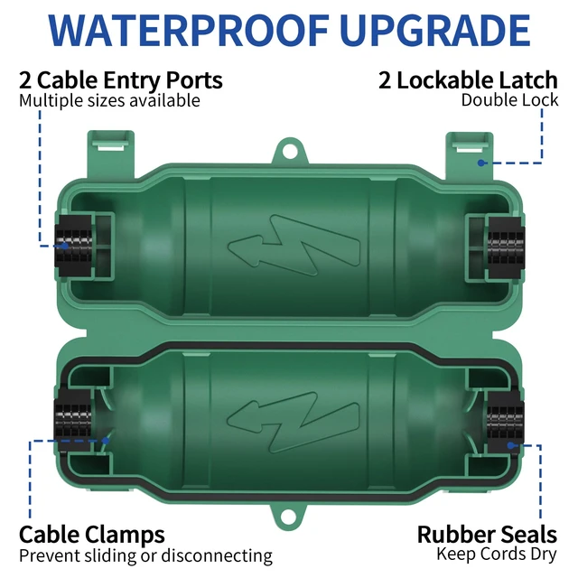 Alt view image 4 of 7 - 6 Pack Outdoor Extension Cord Safety Cover, Waterproof, Green Weatherproof Electrical Box for Plug and Socket, IP54 Water Resistant Seal, Protects Outdoor Connections and Holiday Lights