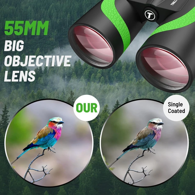 Alt view image 3 of 7 - 15x55 UHD Binoculars for Adults High Powered with Phone Adapter - Large View, BAK4 Prism, Waterproof, Lightweight for Bird Watching, Hunting, Cruise, Travel, Camping (Green)