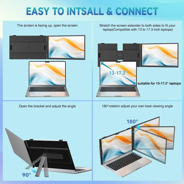 Alt view image 5 of 7 - Laptop Screen Extender, 2025 Upgraded Ultra-Thin 14 FHD 1080P Portable Monitor, Lightweight Dual Laptop Monitor Extender for 13-17.3 Laptops, Plug n Play for Windows/Mac/Android