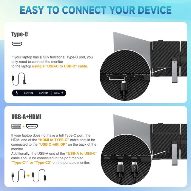 Alt view image 6 of 7 - Laptop Screen Extender, 2025 Upgraded Ultra-Thin 14 FHD 1080P Portable Monitor, Lightweight Dual Laptop Monitor Extender for 13-17.3 Laptops, Plug n Play for Windows/Mac/Android