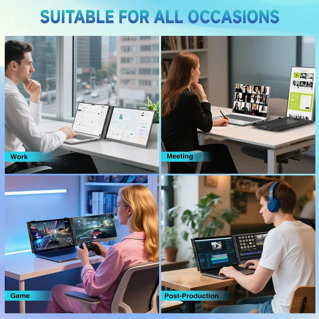 Alt view image 7 of 7 - Laptop Screen Extender, 2025 Upgraded Ultra-Thin 14 FHD 1080P Portable Monitor, Lightweight Dual Laptop Monitor Extender for 13-17.3 Laptops, Plug n Play for Windows/Mac/Android