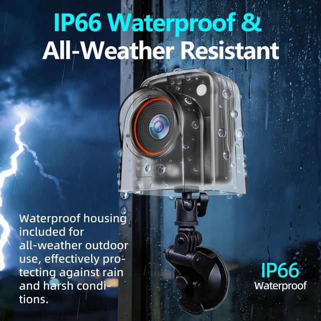 Alt view image 6 of 7 - Time Lapse Camera WiFi, 4K Outdoor Timelapse Camera with App, Solar Ready, IP66 Waterproof, 110° Wide Angle, Long Battery Life, 32GB Card, for Construction, Building & Renovation Monitoring