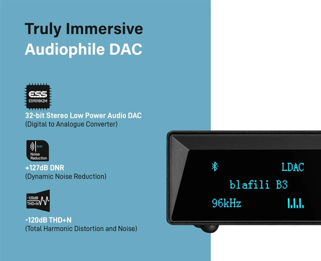 Alt view image 5 of 7 - B3 Professional XLR Bluetooth 5.1 Audio Receiver, LDAC & aptX HD Built-in ESS DAC; dual balanced XLR (L/R), RCA L/R, optical and coaxial outputs for mixers, PA systems, amps and stereos