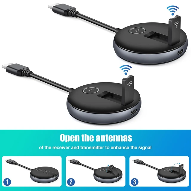 Alt view image 2 of 7 - Wireless HDMI Transmitter and Receiver- Plug and Play Extender Kit, Multi-TV(1TX UP to 4RX), 50M/165FT @60Hz 5.8G/2.4G- Stream Video from Laptop to HDTV/Projector/Monitor